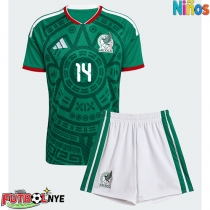 Camiseta México Erick Sanchez #14 Primera Equipación para niños Mundial 2026 manga corta (+ pantalones cortos)